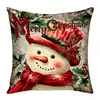 Funda de Almohada Estampada Digitalmente con Temática Navideña Papá Noel Muñeco de Nieve Regalo Navideño Cojín Decorativo Funda de Cojín Transfronterizo