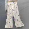 Pantalones de Pijama de Algodón Finos de Verano para Mujer con Estampado de Dibujos Animados, Pantalones de Pierna Ancha para Mujeres Embarazadas, Tallas Grandes, Adecuados para Usar Afuera, Pantalones Largos de Algodón, Exportación