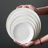Louça de hotel prato redondo branco puro prato raso prato fundo prato de jantar prato de cerâmica prato para comida ocidental prato de bife prato comercial pode adicionar logotipo