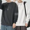 Moletom masculino, novo estilo primavera e outono, gola redonda, corte solto, espessado, sem capuz, blusa tipo pullover, jaqueta masculina de manga longa, versátil