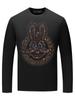 Camiseta de manga larga para hombre, marca de moda, con diamantes de imitación, conejo gordo, ropa de talla grande para hombre, otoño, fino, con volantes, ropa de moda elegante.
