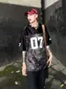 Retro Americano No. 07 Jersey de Hip-Hop para Hombre y Mujer en Verano, Camiseta de Manga Corta de Secado Rápido de Seda de Hielo, Marca de Moda High Street de Media Manga