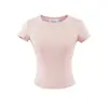 Camiseta básica de manga corta, cuello redondo, simple y sexy, nuevo estilo de verano, color liso versátil, corte ajustado, longitud corta