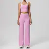 Conjunto Novo de Roupas de Yoga Outono e Inverno Europeu e Americano Sensação Nua Amigo da Pele Calça Reta Roupa Esportiva Duas Peças Color Blocking Vivo Roupas Fitness