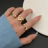Anillo de Corazón de Metal con Circonita de Colores Transfronterizo para Mujer Estilo Ins Nicho de Gama Alta Set de Anillos Abiertos Ajustables