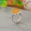 Un Ciervo Plata Esterlina S925 Cera de Abejas Vintage Anillo Cuadrado de Espiga de Trigo Viejo Estilo Étnico Diseño Simple Anillo Abierto