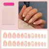 Uñas Postizas Blancas con Flores y Perlas de Acero de Venta Caliente Transfronteriza, Uñas con Forma de Almendra, Piezas de Uñas Postizas Desmontables Estilo Francés Blanco Suave