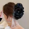 Pinza para el pelo de lujo ligero con forma de corazón de cielo estrellado y lazo de pedrería, Pinza de tiburón de lujo de alta gama para accesorio de cabello que realza el volumen