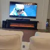Móvel de TV com Lareira Estilo Francês 1.8/2.2/ 2.4m Feito de Madeira Maciça para Uso Doméstico na Sala de Estar com Decoração de Chama Simulada e Aquecimento Elétrico