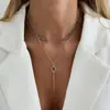 Joia Cruzada Europeia e Americana Estilo Francês Nicho Colar de Contas de Cristal Cilíndrico Preto com Pingente de Franja de Fecho de Designer Ot