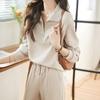 Textura Casual Estilo Occidental Sencillo Conjunto Deportivo Otoño e Invierno Nueva Moda Estilo Coreano Sudadera con Cuello Solapa y Pantalones Conjunto de Dos Piezas