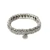 Pulsera de Disco Redondo de Metal Multicapa Francesa Estilo Bohemio Plata Retro Lujo Ligero Pulseras Apilables Joyería de Moda de Gama Alta