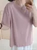 Camiseta de manga corta con cuello redondo, holgada, estilo coreano, para mujer, top básico casual versátil, corte ajustado, directo de fábrica