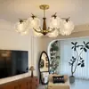 Lustre para sala de estar em estilo francês vintage com um toque de luxo, luminária de quarto em forma de pétala na cor nogueira, iluminação residencial em madeira maciça para o hall
