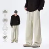 Pantalones de chándal para hombre, colección otoño 2026, diseño retro americano de moda con detalles plisados, corte holgado casual para estudiantes con un look cool y estiloso