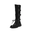 Comércio Exterior Estilo Britânico Fivela Couro Genuíno Botas Martin para Mulheres 2026 Transfronteiriça Salto Grosso Emagrecedoras Botas Longas Botas de Cano Alto Botas Western