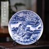 Jingdezhen azul e branco porcelana pendurada placa novo estilo chinês casa sala de estar decoração placa Qingming rio pintura artesanato placa decoração