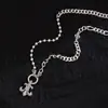 Hip Hop Retro Punto de Cruz Circón Ancla Collar para Mujer Lujo Ligero Europeo y Americano Nicho Punk Cadena Elegante para Clavícula