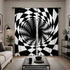 Cortinas digitales estampadas transfronterizas con patrones geométricos, hechas de tela pongee, para salas de estar, cortinas con acabado no opaco, en stock, venta al por mayor desde el fabricante