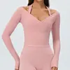 Top de manga comprida para yoga transfronteiriço para mulheres, t-shirt de manga comprida com pregas cruzadas para fitness, Pilates, treino, corrida, esportes