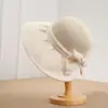 Sombrero de Pescador con Lazo Estilo Francés para Mujer, Sombrero de Sol de Verano para Playa y Vacaciones en la Costa con Ala Ancha para Protección Solar