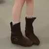 Botines Cortos de Gamuza Estilo Coreano Super Calientes para Mujer 2026 Otoño Nuevo Estilo Aumento de Altura Interior Botas Martin Retro Botas para Mujer