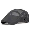 Boina Casual Delgada Transpirable de Malla Completa Gorra Frontal Retro Británica Visera Protector Solar para Hombres y Mujeres