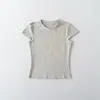 Camiseta Básica Lisa Retro 2026 Base Top Cuello Redondo Manga Corta para Mujer Verano Elástica Ajustada Hombro Normal