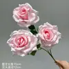 Flor artificial con 3 rosas de diamante y hojas, corazón de espuma, rosa de coleccionista, rosa de seda en plena floración para fotografía
