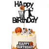 Topo de Bolo de Basquete Estilo Yuehao Sports Papel Glitter Insert para Festa de Aniversário de Meninos Decoração Suprimentos Cartão de Inserção para Assar