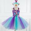 Vestido Infantil Feminino Sereia Verão Europeu e Americano Roupas Infantis Malha Vestido Princesa Cosplay Performance Festa Menina