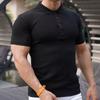Camiseta de Manga Corta a Rayas de Moda Simple para Hombre Tejido Jacquard Sólido Versátil Polo de Seda de Hielo Blanco