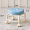 Banqueta Giratória com Rodas para Uso Doméstico, Banqueta Baixa com Rodas, Banqueta Redonda Pequena, Banqueta de Sofá, Cadeira Pequena com Encosto de Plástico