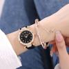 Reloj de moda nuevo, moderno, casual, combinable con todo, para estudiante, con correa, carátula de Cielo Estrellado, brazalete literal, traje