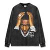 Camiseta de manga corta con estampado de Young Dolph estadounidense transfronterizo, suéter holgado con capucha y cuello redondo de manga larga lavada para hombre, venta al por mayor