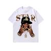 Camiseta de Manga Curta Estampada Retro Hip Hop Transfronteiriço Marca Americana High Street Moda Casual Solta Camiseta de Manga Curta para Casal Masculina e Feminina
