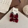 Urso de Pelúcia com Laço de Veludo de Alta Qualidade Versátil Elástico de Cabelo Outono e Inverno Menina Borgonha Acessórios de Cabelo Corda de Cabelo de Bola Faixa de Cabeça