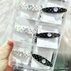 Presilha de Cabelo Acetato Preto e Branco com Strass e Pedras Coloridas Estilo Coreano Luxo Leve Presilha para Franja de Menina Doce Presilha Lateral Penteadeira