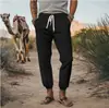 Moda Casual Amazon Calças Masculinas Largas Verão Respirável Calças de Perna Calças Retas de Praia Cor Sólida
