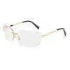 2024 nuevas gafas de sol sin montura con borde marrón vintage para mujer, personalidad, protector solar, montura grande, gafas de sol Y2K, anti-ultravioleta-