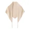 Lenço triangular estilo luxo leve, mistura de caxemira, cor sólida, tricotado, design vazado, aquecedor de pescoço para outono e inverno