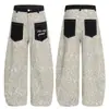 Jeans retro americanos de primavera y verano con estampado de leopardo, bolsillos de parche, para hombre y mujer, estilo callejero holgado, pierna ancha, curvos, casuales