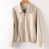 Chaqueta de Cuero para Mujer Haining Solapa Corta con Cinturón Chaqueta de Cuero 2026 Otoño/Invierno Nuevo Estilo Abrigo de Piel de Oveja con Temperamento Talla Grande Tendencia