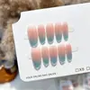 Gradiante azul cielo ojo de gato base color rosa nude transparente uñas postizas uñas falsas producto suave fresco simple exquisito venta al por mayor