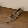 Zapatos Mary Jane de Lana Estilo Retro con Punta Aguda, Boca Baja, Tacón Grueso, Hebilla de Una Línea para Mujer con Forro de Terciopelo y Versátiles Zapatos Peludos