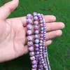 Cuentas Redondas DIY Joyería Pulsera Collar Accesorios Flor Morada Artificial Piedra Emperador