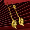 Pendientes de borlas para mujer de temperamento que conservan el color, estilo nacional Vietnam, latón dorado chapado en oro de 24 quilates, gancho para la oreja, joyería para la oreja