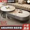 Mesa de centro de losa de roca, sala de estar, uso doméstico, lujo ligero, mesa de té moderna, nuevo modelo 2026, forma ovalada, diseño de alta gama, adecuada para apartamentos pequeños