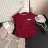 2026 Nuevo Estilo Camiseta de Verano para Niñas Dulce de Lunares Manga Corta Algodón Puro Elegante Versátil Ropa Infantil