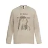 Camiseta de Manga Larga con Estampado de Retrato Estilo High Street Americano para Hombre, Tendencia Primavera y Otoño Marca Holgada Casual Cuello Redondo Camiseta Base Top